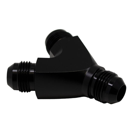 6-02-0706-B DeatschWerks 8AN Male Flare to 8AN Male Flare to 8AN Male Flare Y Fitting - Anodized Matte Black