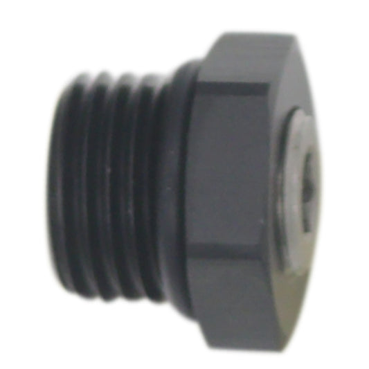 6-02-0730-B DeatschWerks 6AN ORB Male Plug Fitting with 1/8in NPT Gauge Port - Anodized Matte Black