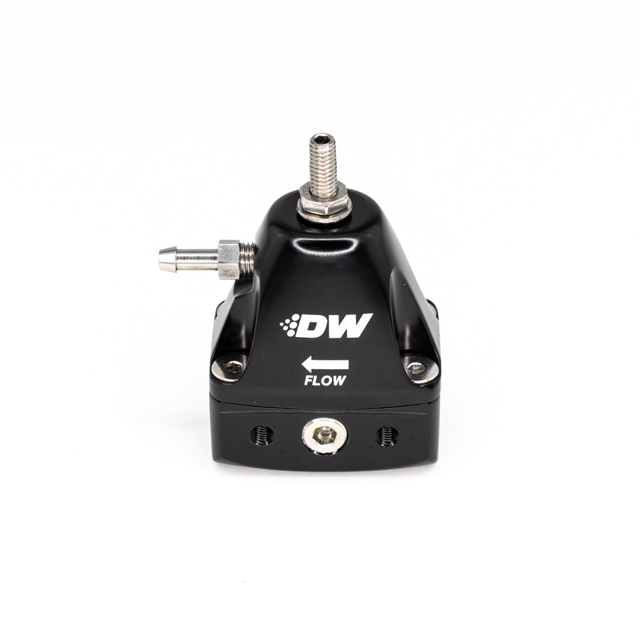 6-1001-FRB DeatschWerks DWR1000iL In-Line Adjustable Fuel Pressure Regulator 30-120 PSI 6AN In / Out Black