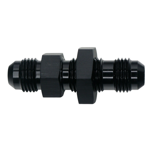 6-02-0708-B DeatschWerks 6AN Male Flare to 6AN Male Flare Bulkhead Adapter (Incl Nut) - Anodized Matte Black