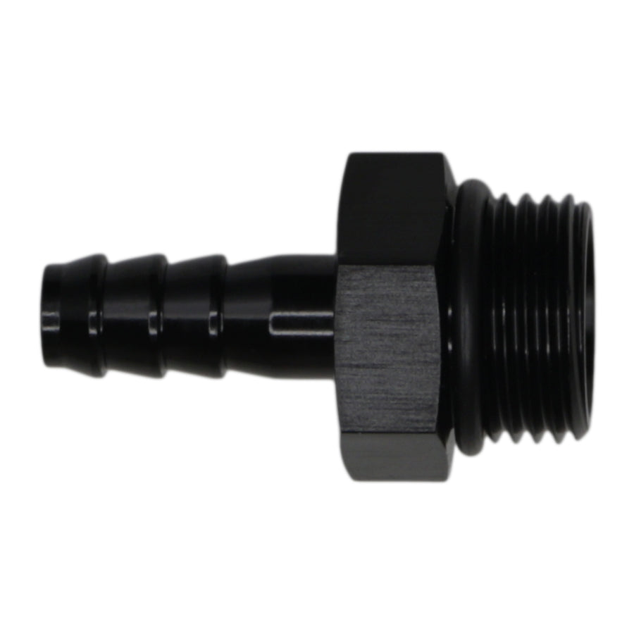 6-02-0512-B DeatschWerks 8AN ORB Male to 5/16in Male Triple Barb Fitting (Incl O-Ring) - Anodized Matte Black