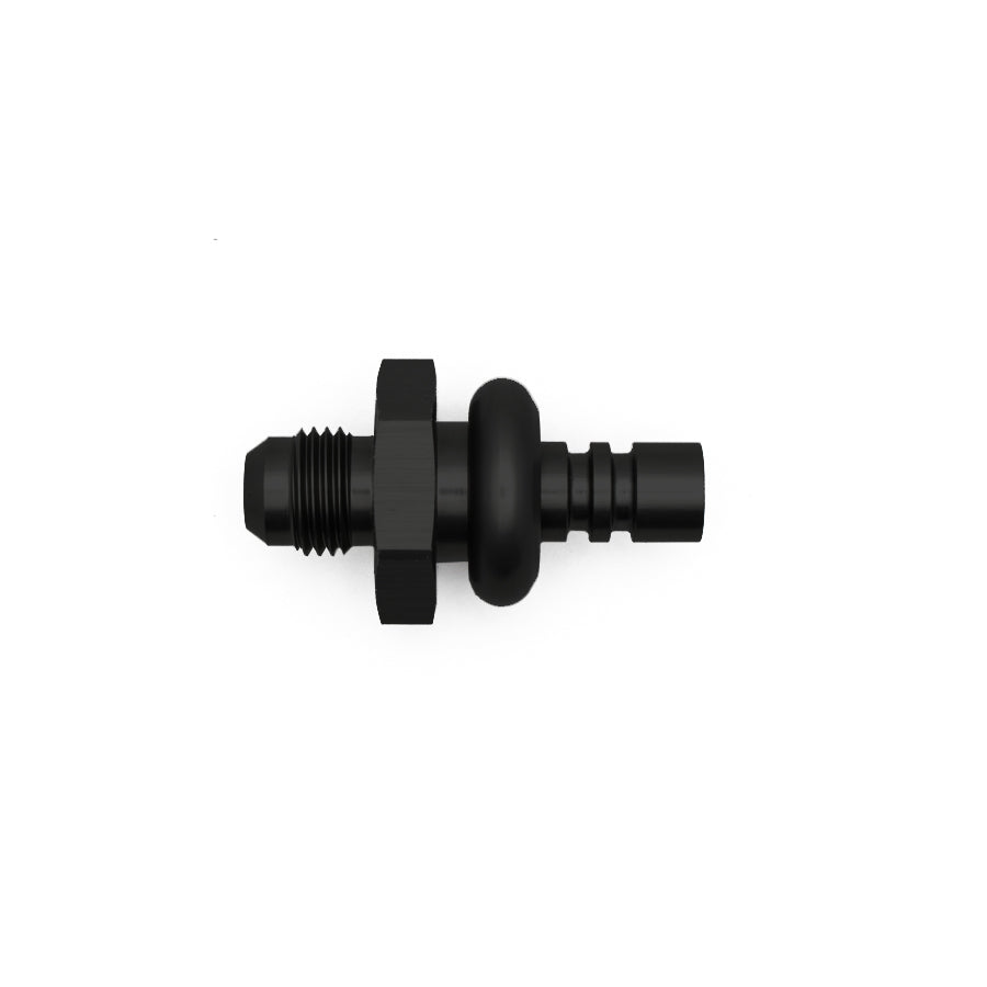 6-02-0105-B DeatschWerks 6AN Male Flare to 3/8in Ford Male EFI Quick Connect Adapter - Anodized Matte Black