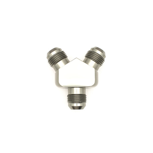 06-02-0707 DeatschWerks 10AN Male Flare + 10AN Male Flare To 10AN Male Flare Y-Block Fitting