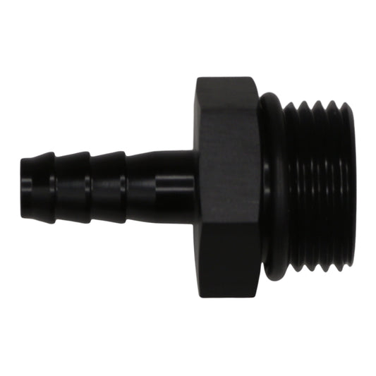 6-02-0516-B DeatschWerks 10AN ORB Male to 5/16in Male Triple Barb Fitting (Incl O-Ring) - Anodized Matte Black
