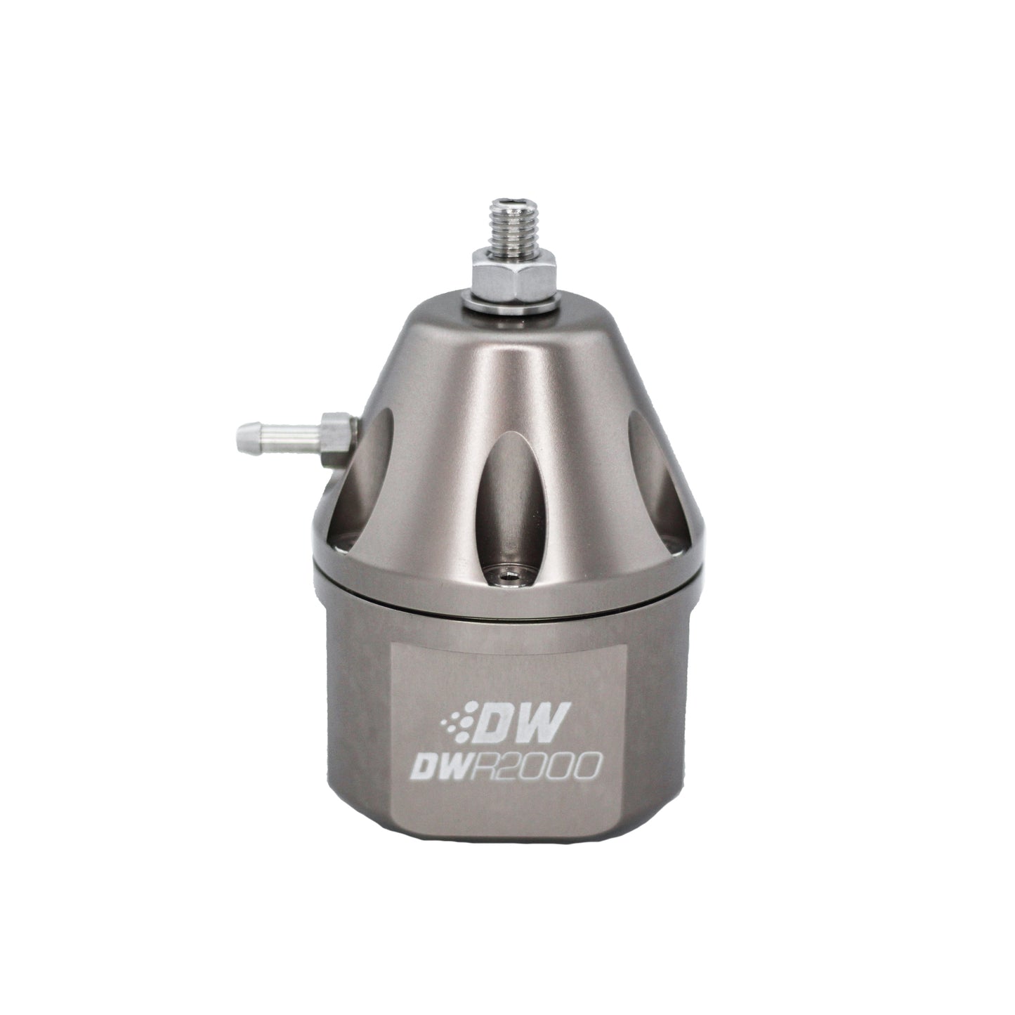 6-2000-FRT DeatschWerks DWR2000 Adjustable Fuel Pressure Regulator 30-120 PSI 10AN Inlets 8AN Outlet Titanium