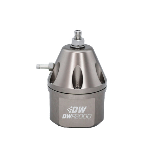 6-2000-FRT DeatschWerks DWR2000 Adjustable Fuel Pressure Regulator 30-120 PSI 10AN Inlets 8AN Outlet Titanium