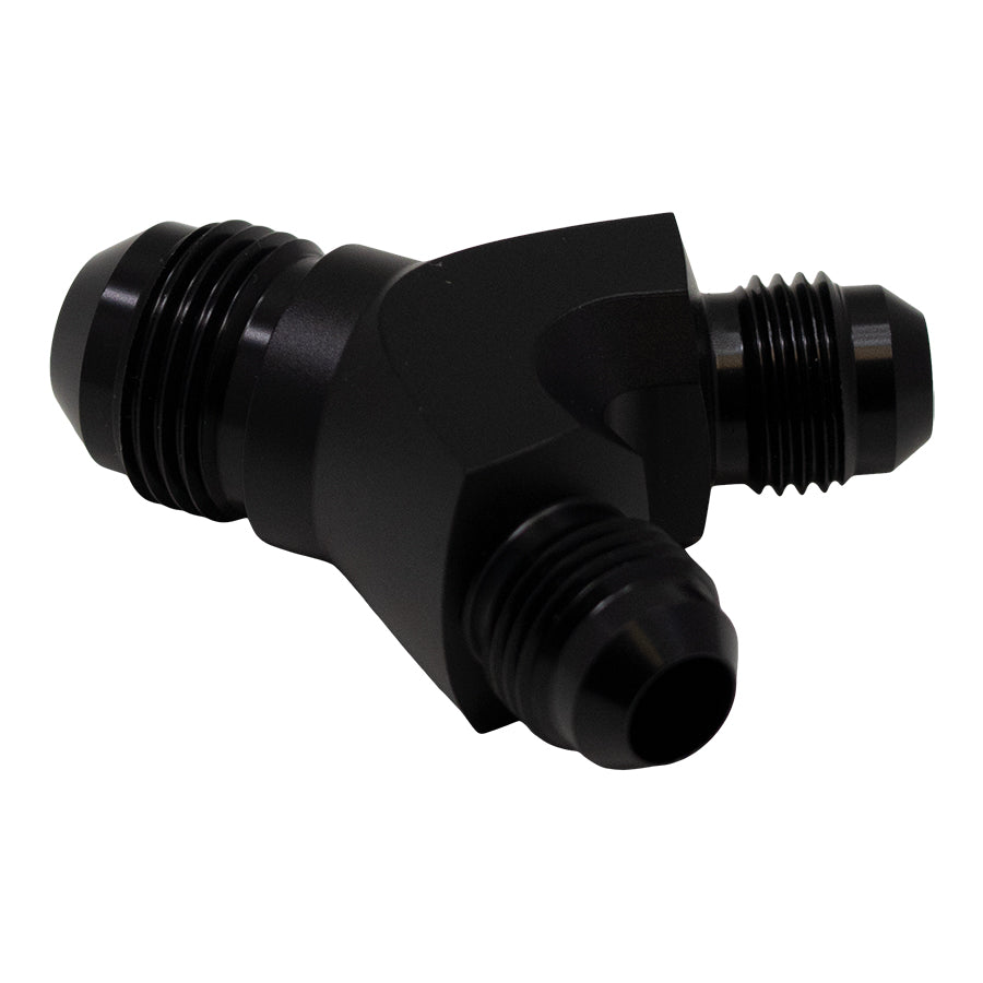 6-02-0702-B DeatschWerks 6AN Male Flare to 6AN Male Flare to 8AN Male Flare Y Fitting - Anodized Matte Black