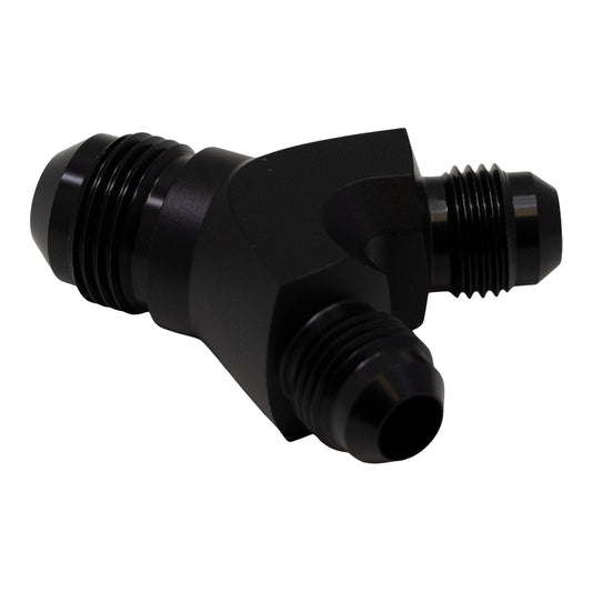 6-02-0702-B DeatschWerks 6AN Male Flare to 6AN Male Flare to 8AN Male Flare Y Fitting - Anodized Matte Black