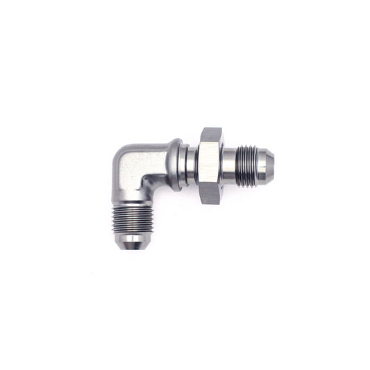 06-02-0710 DeatschWerks 6AN Male Flare To 6AN Male Flare Bulkhead Adapter 90-Degree (Incl. Nut)