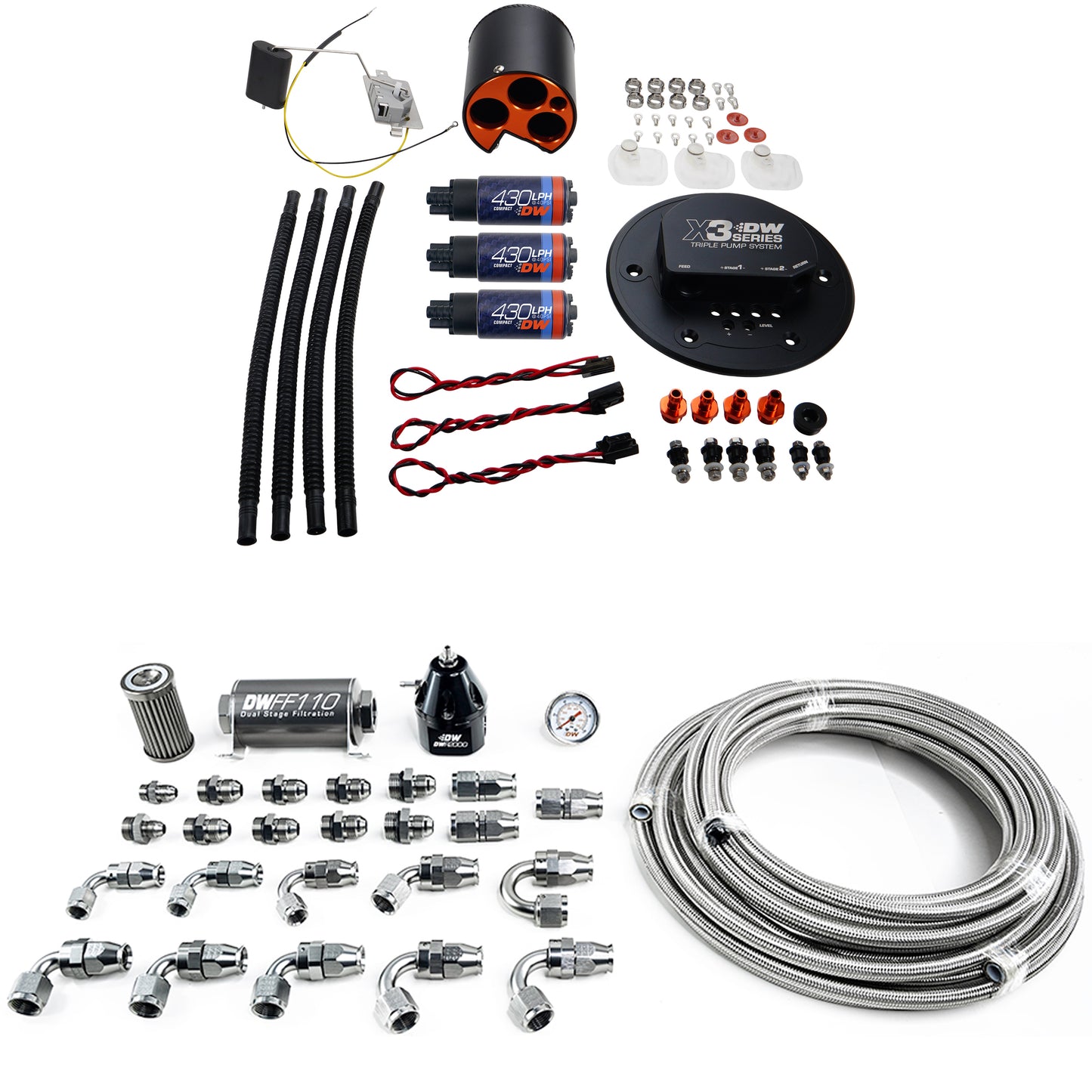 9-437-604-7034 DeatschWerks 98-04 Ford Mustang X3 Module with DW430C Pump and Plumbing Kit