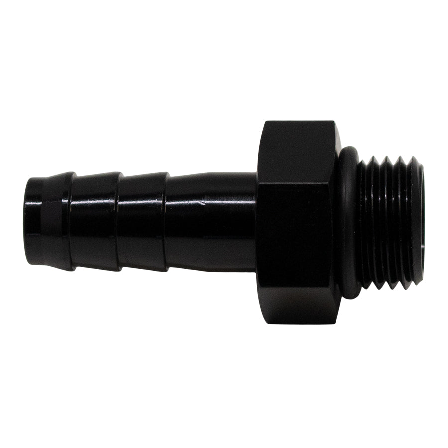 6-02-0501-B DeatschWerks 6AN ORB Male to 3/8in Male Triple Barb Fitting (Incl O-Ring) - Anodized Matte Black