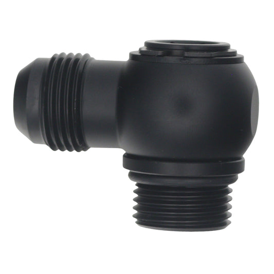 6-02-0417-B DeatschWerks 10AN ORB Male to 10AN Male Flare Low Profile 90-Degree Swivel - Anodized Matte Black