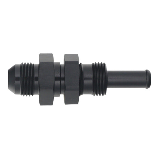 6-02-0740-B DeatschWerks 8AN Male Flare to Straight 3/8in Single Hose Barb - Anodized Matte Black