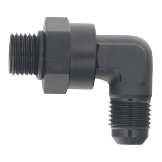 6-02-0414-B DeatschWerks 6AN ORB Male Swivel to 90-Degree 6AN Male Flare - Anodized Matte Black