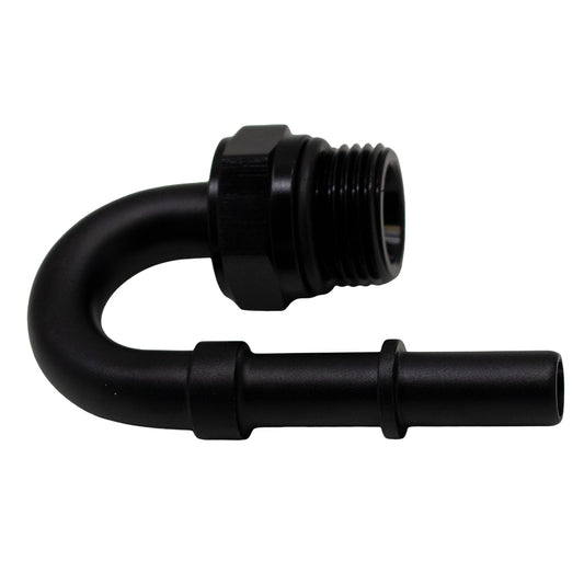 6-02-0116-B DeatschWerks 8AN ORB Male to 3/8in Male EFI Quick Connect Adapter 180-Degree - Anodized Matte Black
