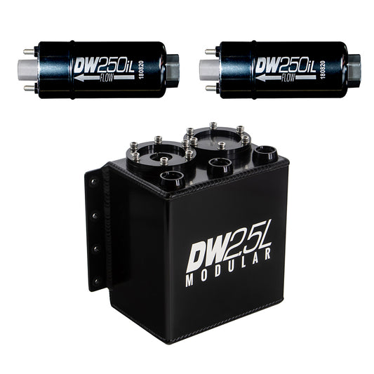 6-252-25ST DeatschWerks 2.5L Modular Surge Tank (Incl. 2 DW250iL In-Line Fuel Pump)