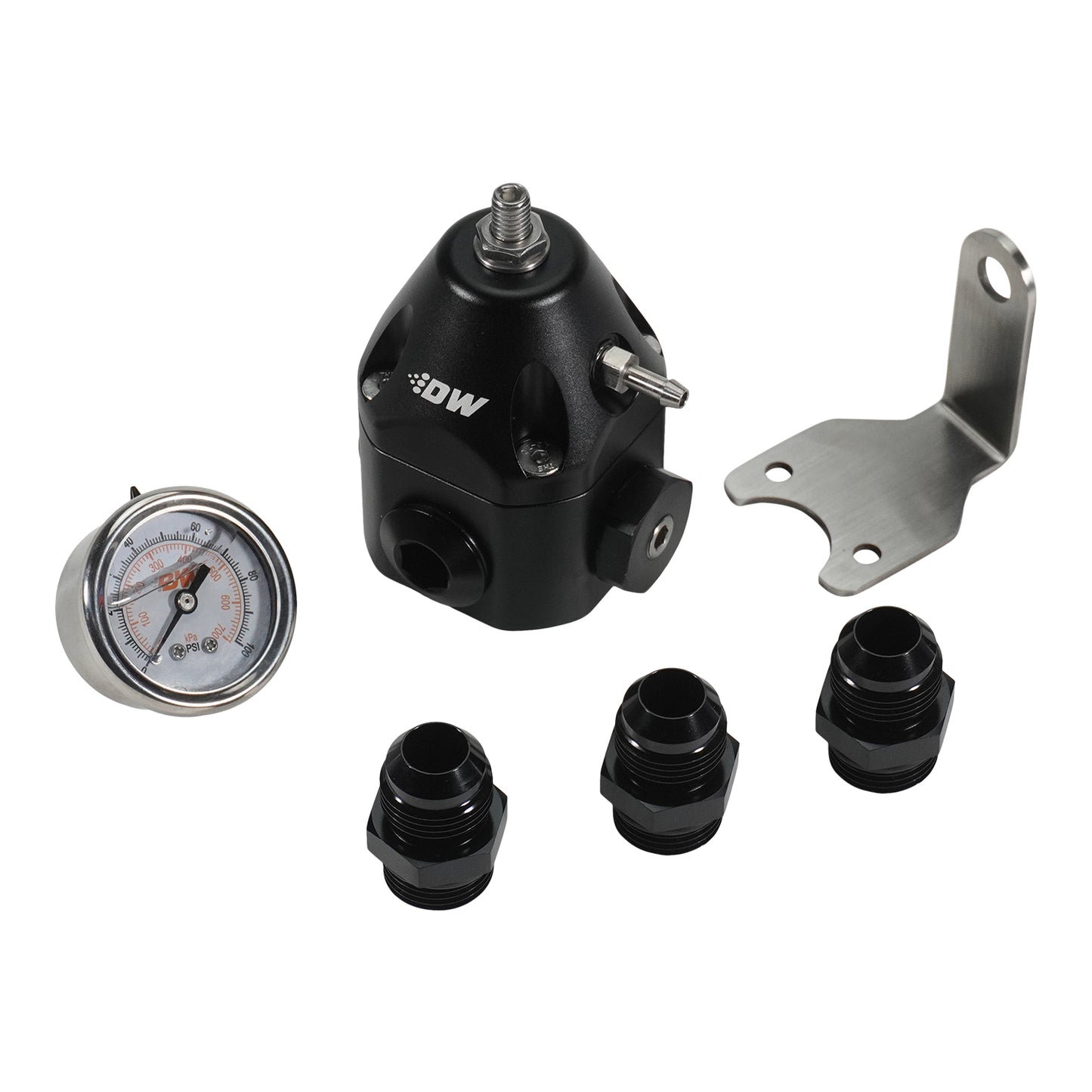 6-2000-FRB-1010 DeatschWerks DWR2000 AFPR + Pressure Gauge + 10AN Fittings - Anodized Black
