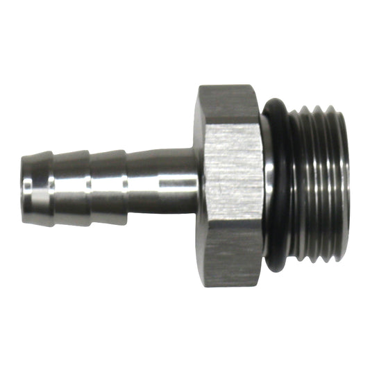 06-02-0517 DeatschWerks 10AN ORB Male to 3/8in Male Triple Barb Fitting (Incl O-Ring) - Anodized DW Titanium