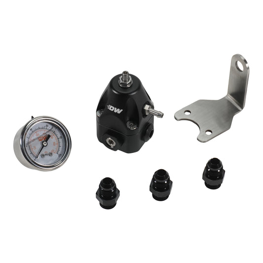 6-1002-FRB-66 DeatschWerks DWR1000C AFPR + Pressure Gauge + 6AN Fittings - Anodized Black
