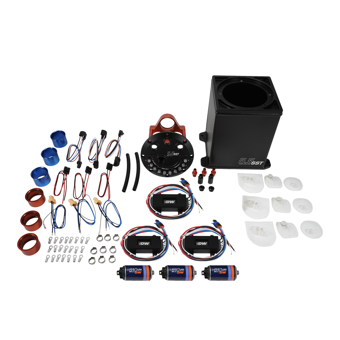 6-811-55ST DeatschWerks 5.5L Staged Surge Tank w/ 3 DW810 Brushless Fuel Pumps