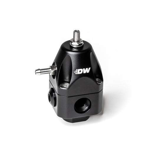 6-1002-FRB DeatschWerks DWR1000c Adjustable Fuel Pressure Regulator 30-120 PSI 6AN Quad Inlets / 6AN Out Black