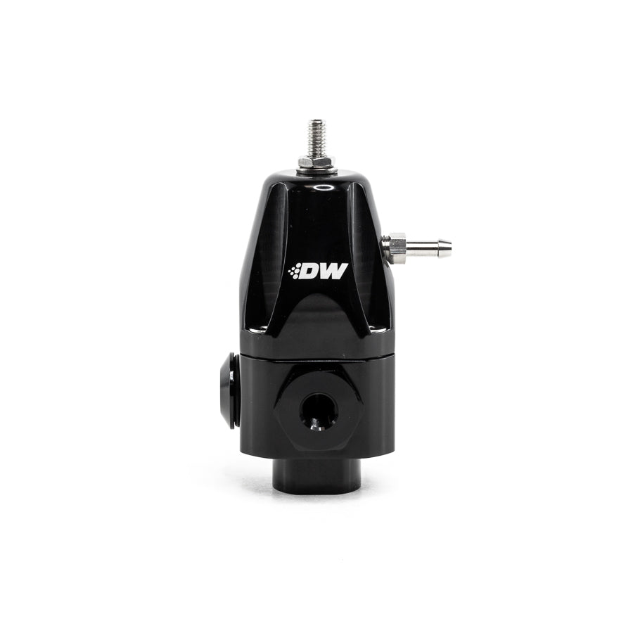 6-1000-FRB DeatschWerks DWR1000 Adjustable Fuel Pressure Regulator 30-120 PSI 8AN Quad Inlets / 6AN Out Black
