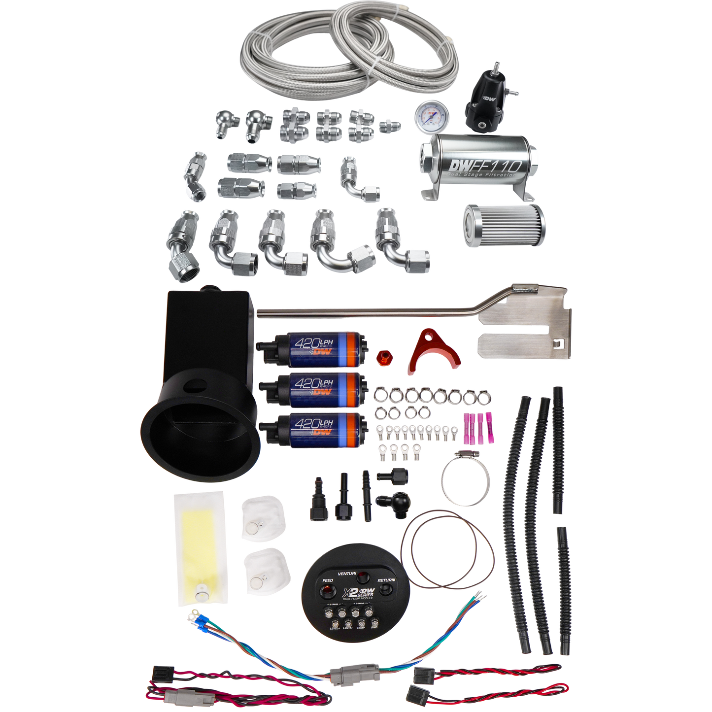 9-421-625-7022 DeatschWerks 94-02 Nissan Silvia and Skyline X2 Surge Module with DW420 Pumps and PTFE Plumbing Kit