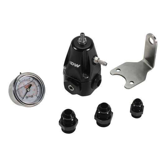 6-1000-FRB-86 DeatschWerks DWR1000 AFPR + Pressure Gauge + 8AN & 6AN Fittings - Anodized Black