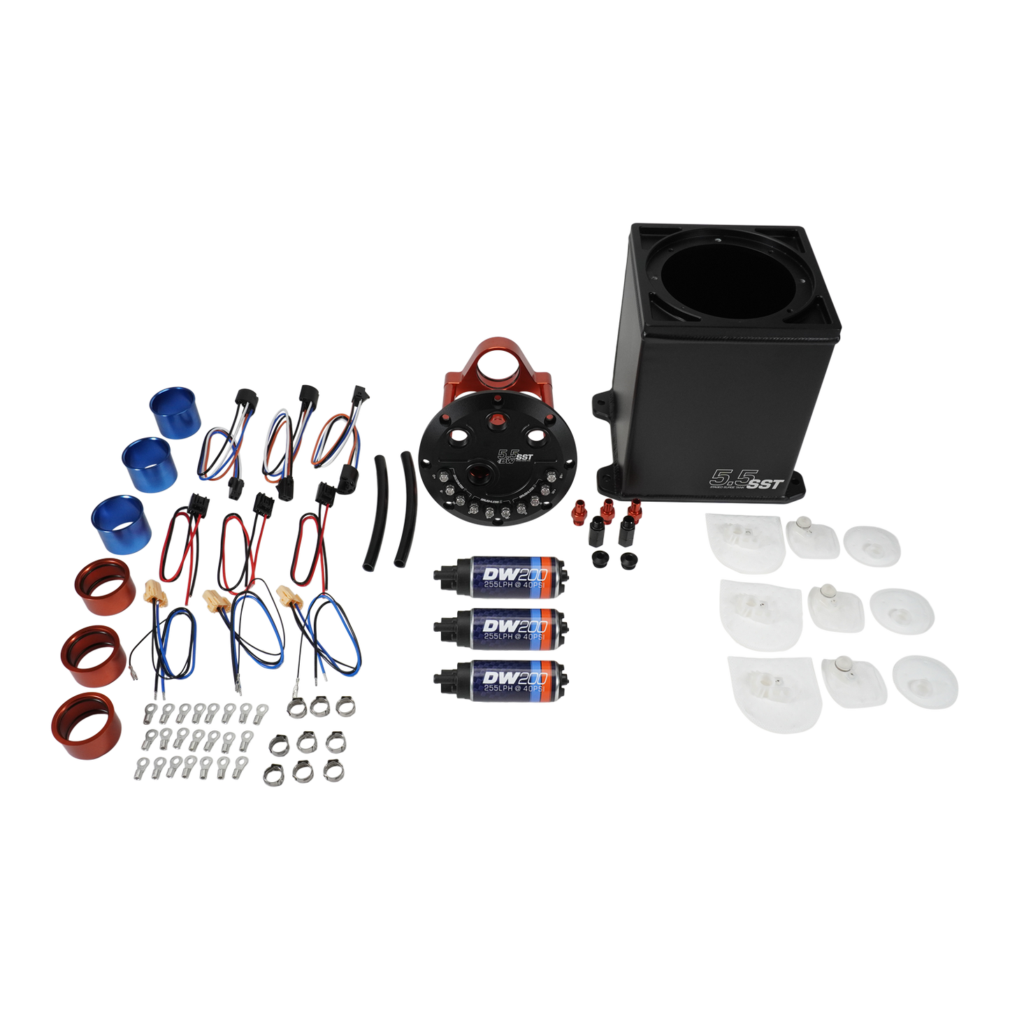 6-201-55ST DeatschWerks 5.5L Staged Surge Tank includes 3 DW200 Fuel Pumps