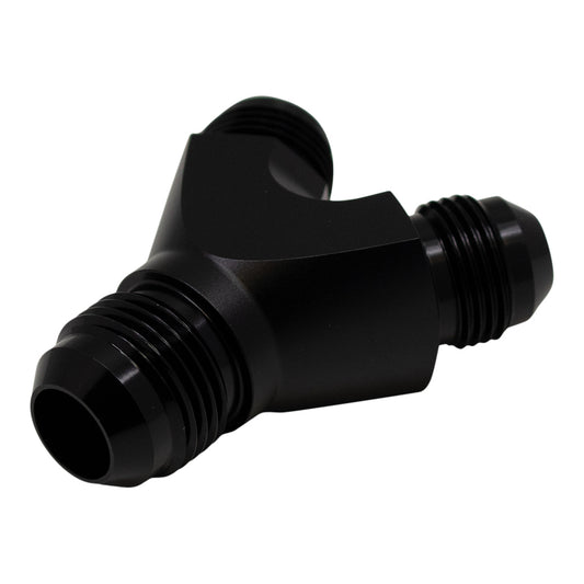 6-02-0703-B DeatschWerks 8AN Male Flare to 8AN Male Flare to 10AN Male Flare Y Fitting - Anodized Matte Black