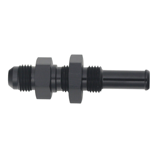 6-02-0734-B DeatschWerks 6AN Male Flare to Straight 3/8in Single Hose Barb - Anodized Matte Black