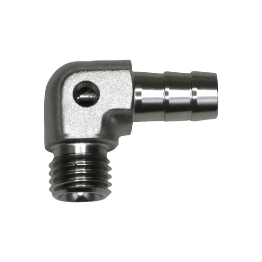 06-02-0650 DeatschWerks Metric M12 to 3/8in Hose Barb 90-Degree Fitting w/ Venturi Port - Anodized DW Titanium