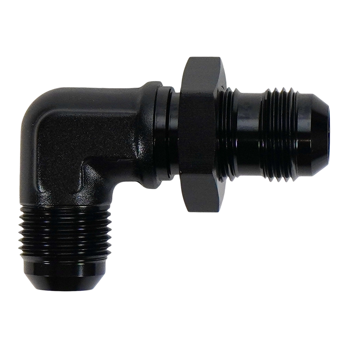 6-02-0791-B DeatschWerks 10AN Male Flare Bulkhead 90-Degree (with nut)