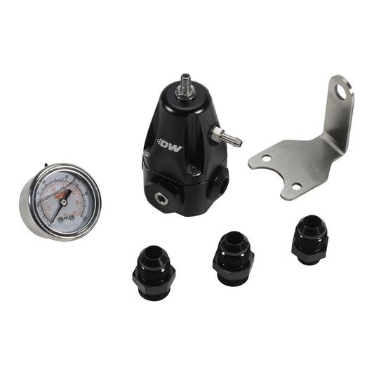 6-1000-FRB-88 DeatschWerks DWR1000 AFPR + Pressure Gauge + 8AN Fittings - Anodized Black