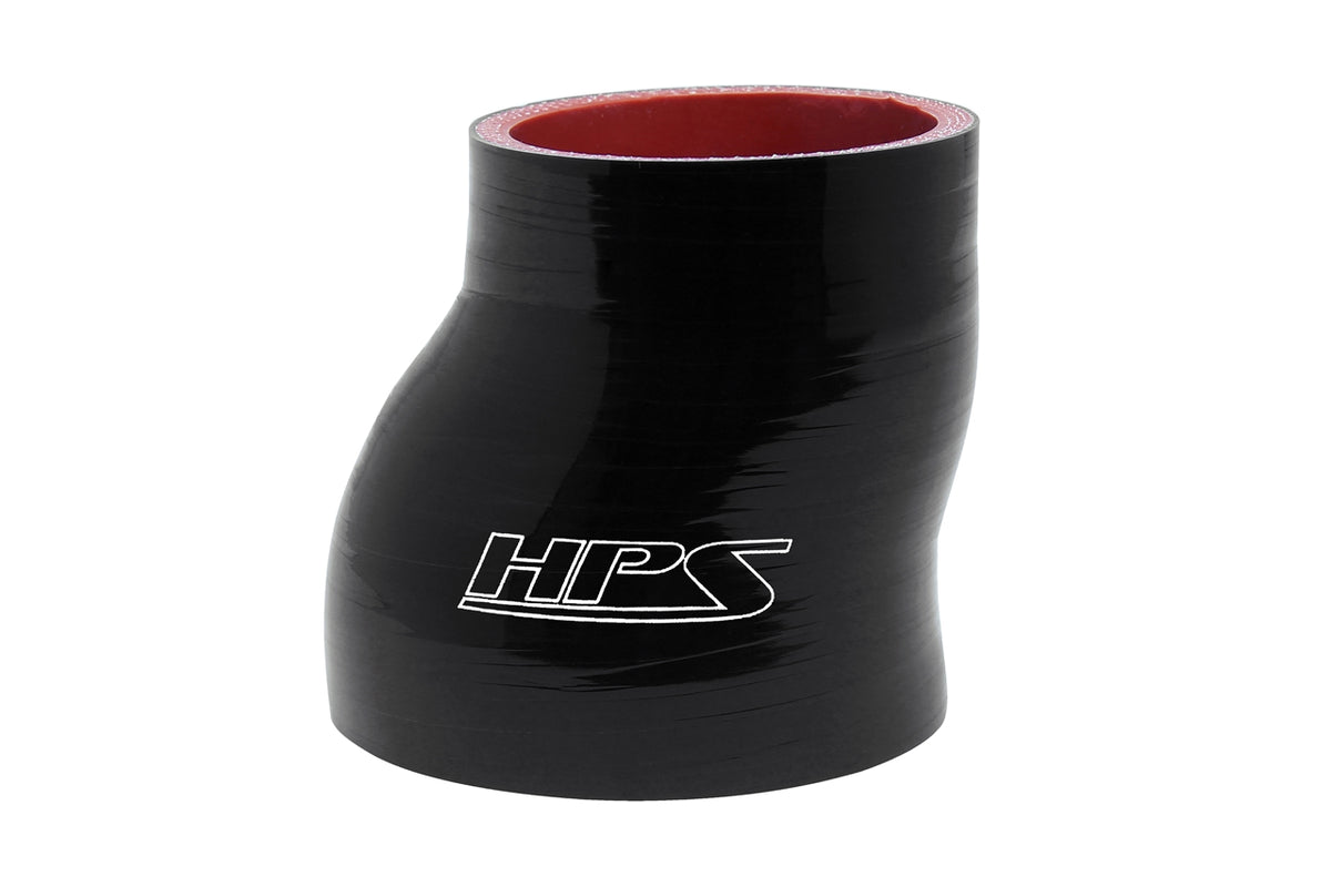 HTSOR-375-400-L4-BLK HPS 3.75" - 4" (95MM - 102MM) ID 4" Long 4-PLY Polyester Black Silicone Offset Reducer