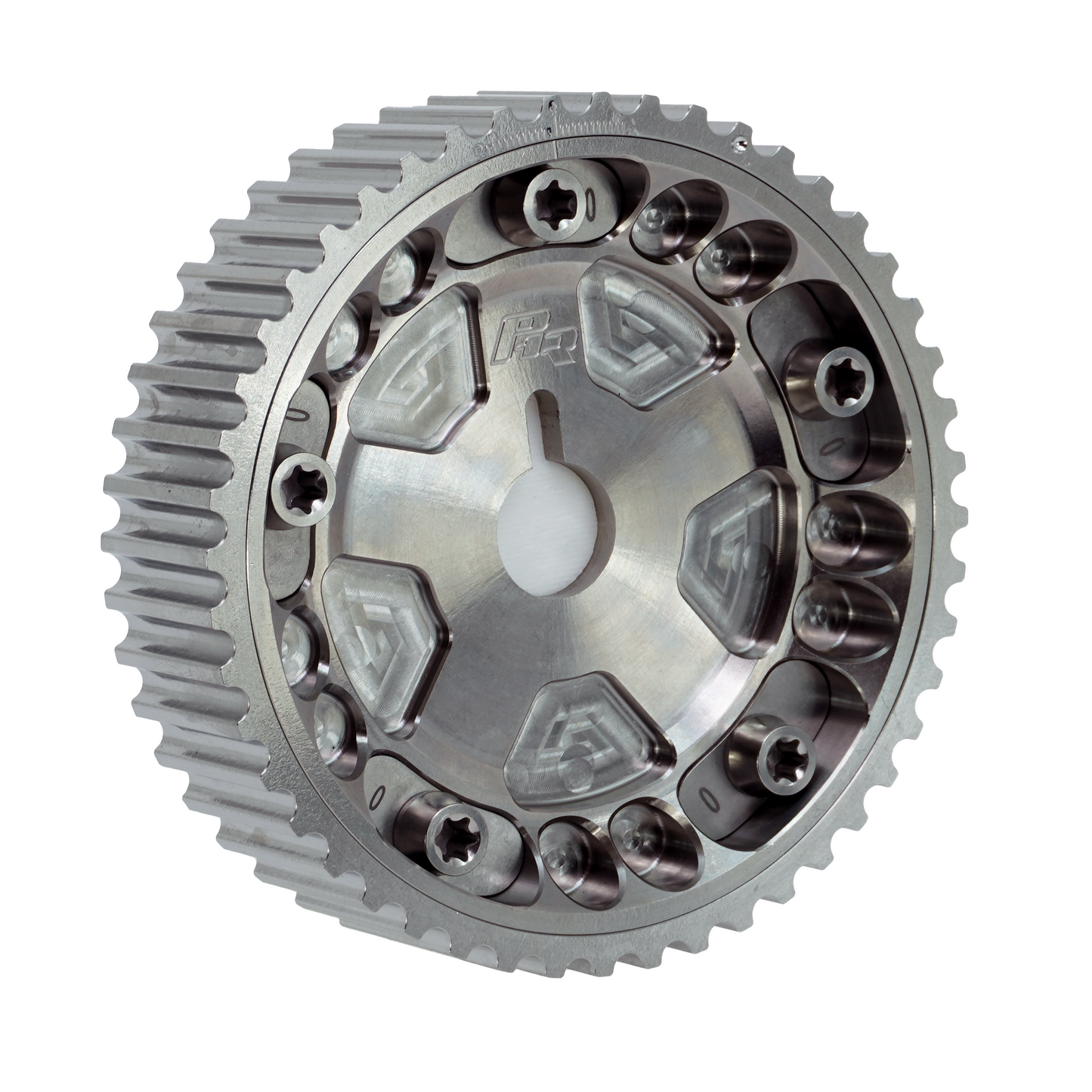 PHR Billet Titanium or Aluminum Adjustable Locking Cam Gear Builder for 2JZ/1JZ Engines - Machined Titanium Inner, Machined Titanium Outer, Stainless "0" Degree Locks, Machined Titanium Hardware