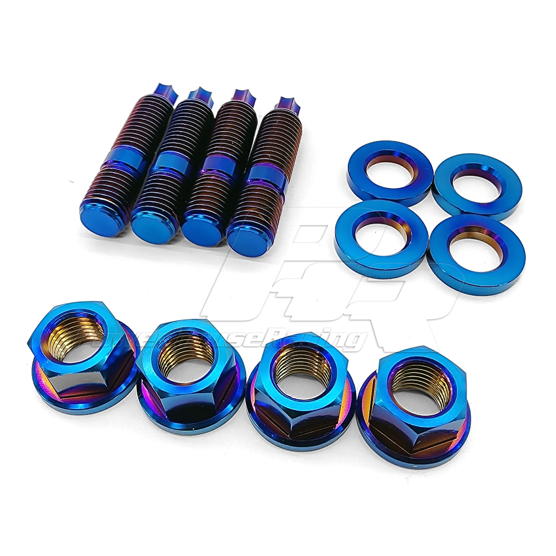 PHR Titanium Stud and Nut Kit for Manifold to Turbo (Set of 4) - M10 x 1.25, 6 Point, PVD Blue