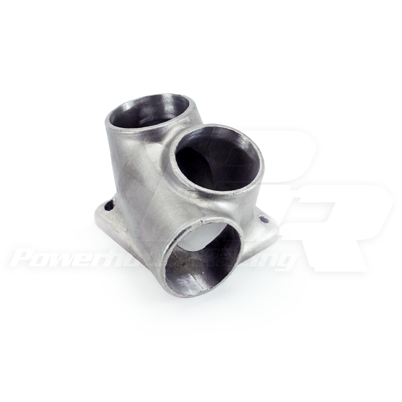 Collector, 304 Stainless Steel, Billet Machined, T4 Flange, Single Scroll Two 2" SCH10 Inlets (2.16 "ID), Single WG Outl