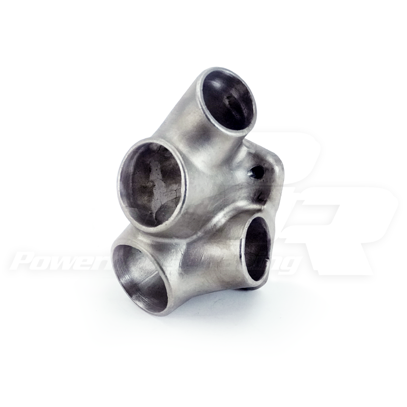 Collector, 304 Stainless Steel, Billet Machined, T4 Flange, Single Scroll Two 2" SCH10 Inlets (2.16 "ID), Dual WG Outlet