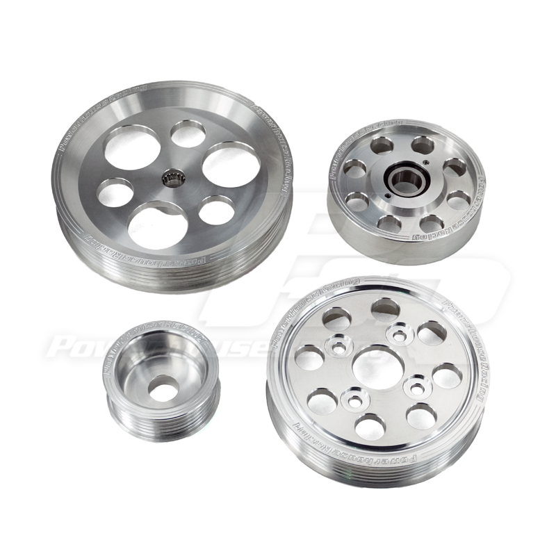 PHR 4 Piece Billet Aluminum Pulley Set w/ idler for IS300 and 97-04 GS300 (includes Alternator, P.S. Pump, Water Pump, a - Machined Finish