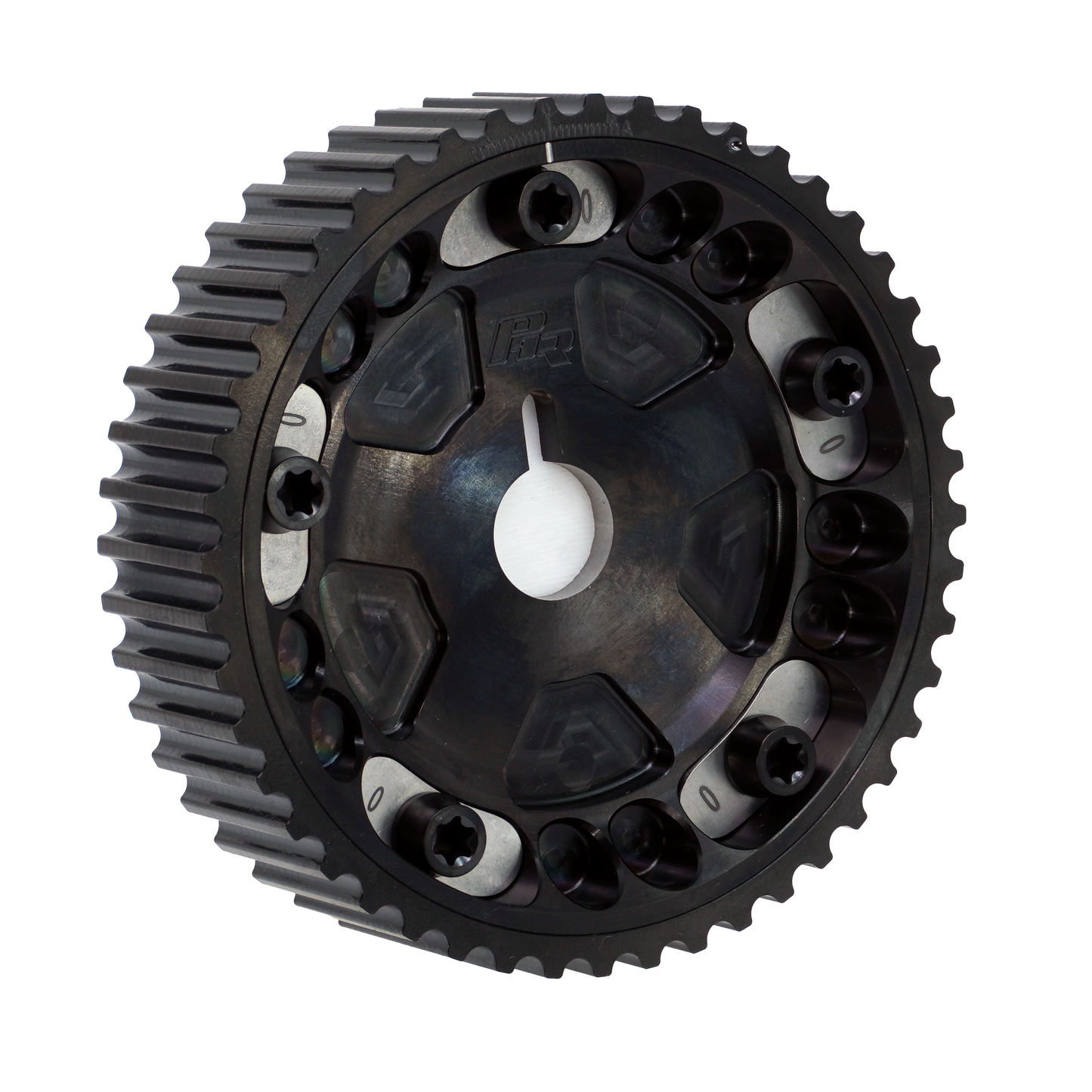 PHR Billet Titanium or Aluminum Adjustable Locking Cam Gear Builder for 2JZ/1JZ Engines - Black Titanium Inner, Black Titanium Outer, Titanium "0" Degree Locks, Black Titanium Hardware