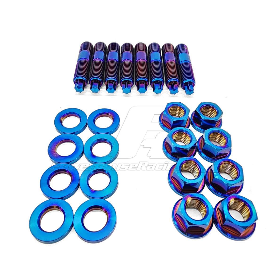 PHR Titanium Stud and Nut Kit for 2JZ Turbo Manifolds - 2JZ-GE, 6 Point, PVD Blue