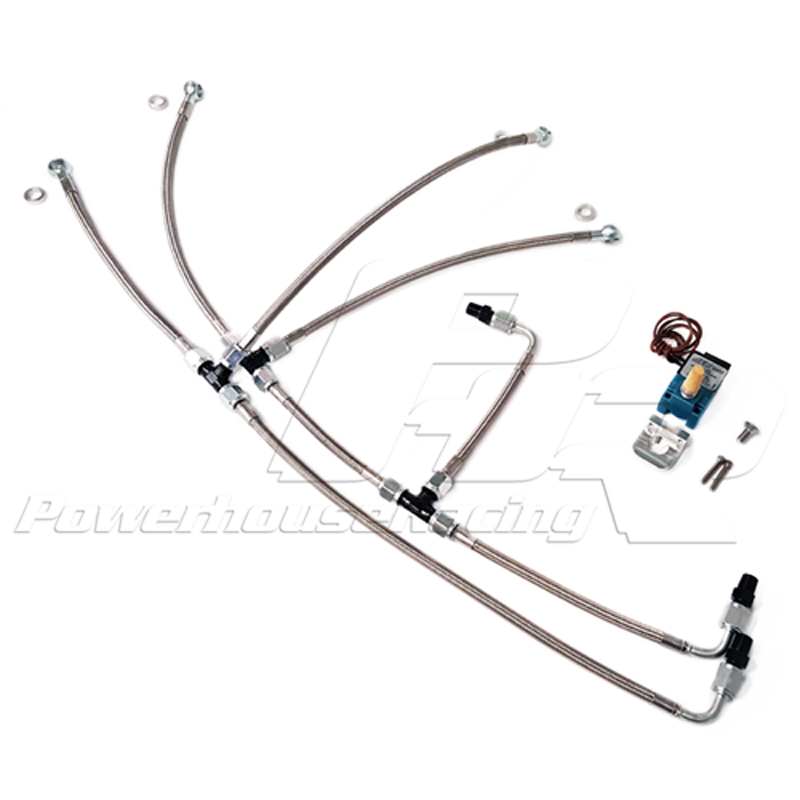 PHR Stainless Boost Control Line Kit for S45/S23 Turbo Kits -Dual wastegate, M10x1.0 Banjo (Tial or PTE) -Stainless brai - M10x1.0 Banjo (Tial or Precision), (D) Dual wastegate, Stainless braided
