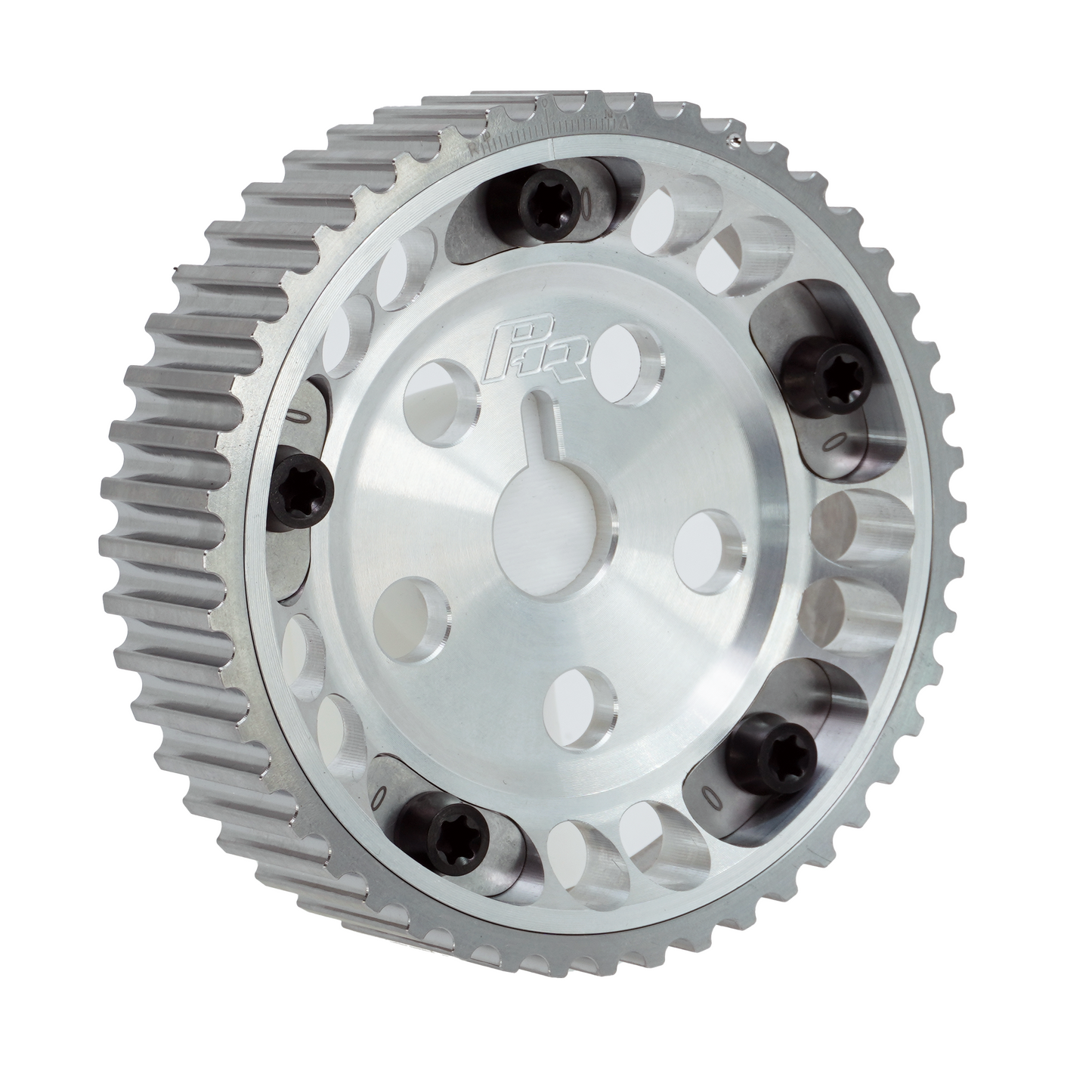 PHR Billet Titanium or Aluminum Adjustable Locking Cam Gear Builder for 2JZ/1JZ Engines - Machined Aluminum Inner, Machined Titanium Outer, Stainless "0" Degree Locks, Black Titanium Hardware