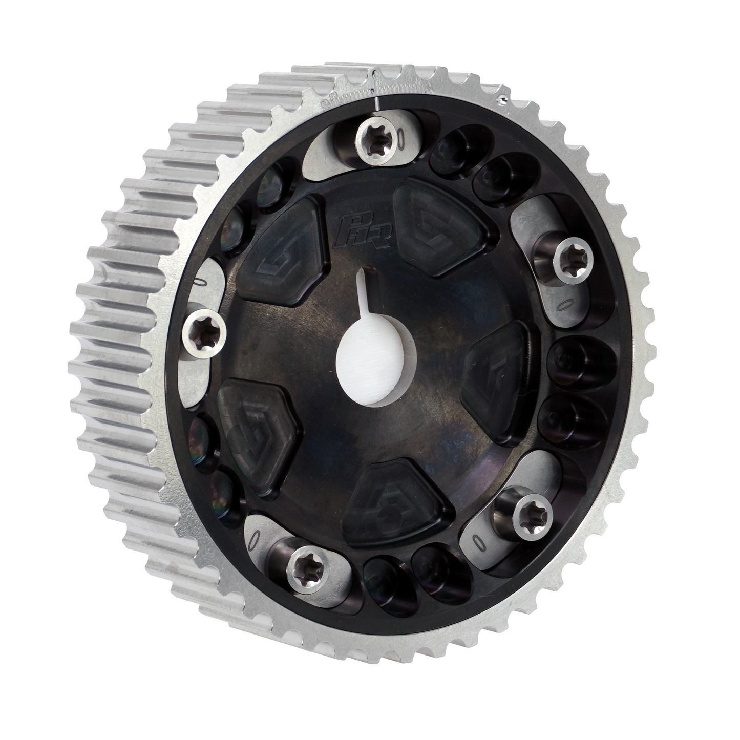 PHR Billet Titanium or Aluminum Adjustable Locking Cam Gear Builder for 2JZ/1JZ Engines - Black Titanium Inner, Machined Titanium Outer, Titanium "0" Degree Locks, Machined Titanium Hardware