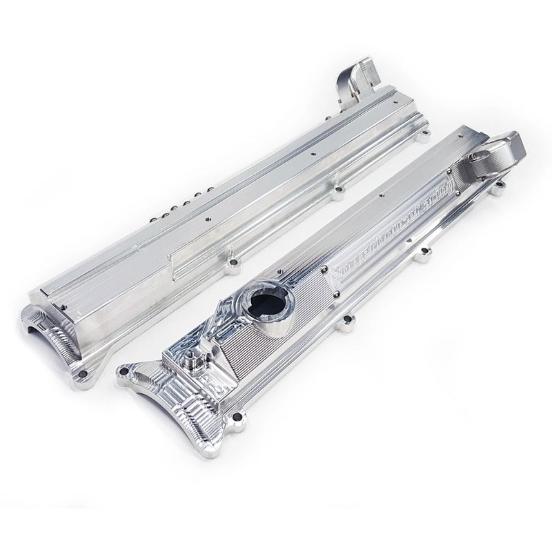 PHR Flex Billet Valve Covers for 2JZ, VVT-i - Machined Finish, Black Anodized, "Powerhouse Racing", 1 Block-Off Plate, Black Anodized, "PHR" Logo, No Breather Manifolds, No Breather Manifolds, Black Titanium, Black Titanium