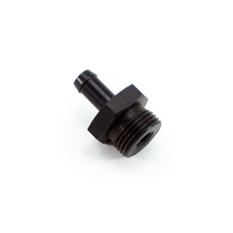 M18 x 1.5 to 5/16 hose barb, Staight, Aluminum, Anodized Black