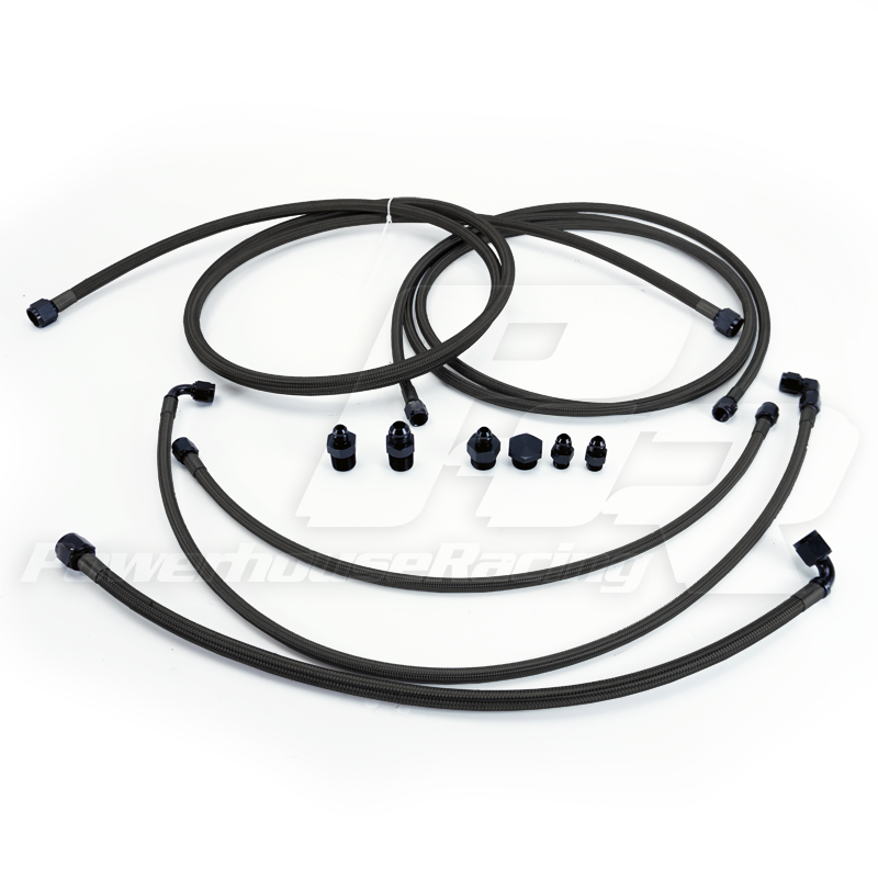 PHR E85 Fuel Line Kit for 1993-1998 MKIV Supra -Dual -8 feed --6 return -Black coated stainless braided Teflon line -For
