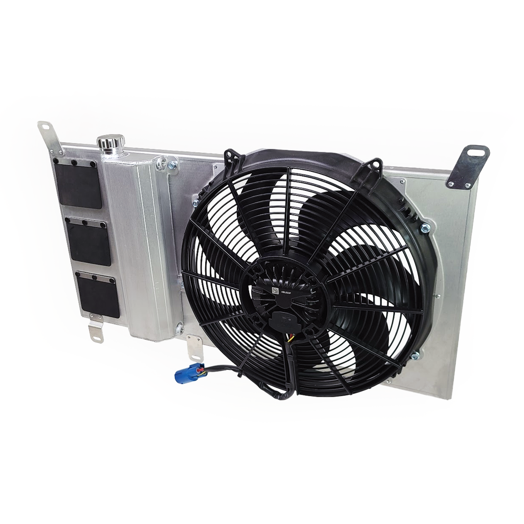 PHR SPAL 15.2" Single Brushless Fan Kit for Lexus IS300 - 15.2" Brushless, Wrinkle black powder coat, Add Attached Coolant Overflow Reservoir, Wrinkle Black Powder Coat, No Wiring Harness for 15.2" Fan, 43A