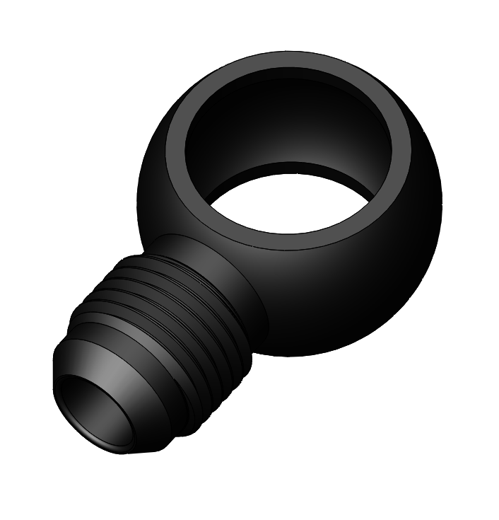 17mm Banjo to -6AN Male, Aluminum Anodized Black